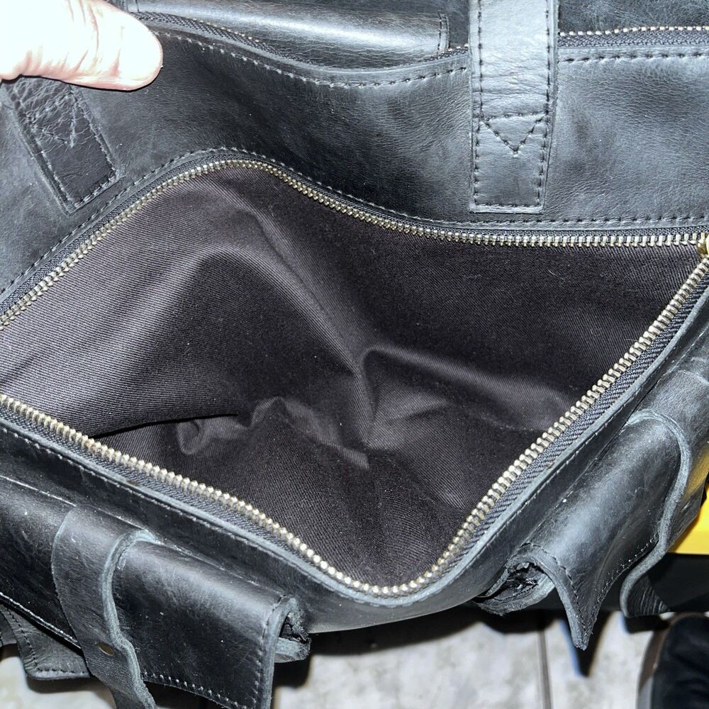 Raven + Lily Ethiopian Leather Crossbody Purse Tote Bag Black Artisan Made EUC - Picture 13 of 16